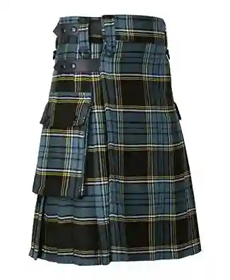 Anderson Tartan  Kilt Scottish Men Utility Modern 2 side Cargo Pockets Length 24